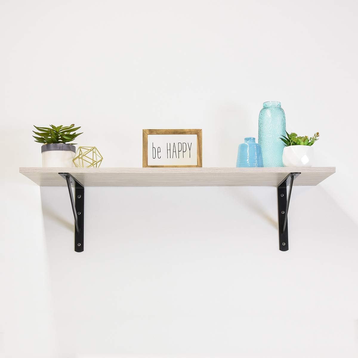 Amazon Basics 10 Pack L20 x H 13" Black Heavy Duty Shelf Brackets with Screws, Metal Shelf Brackets, Strong Steel