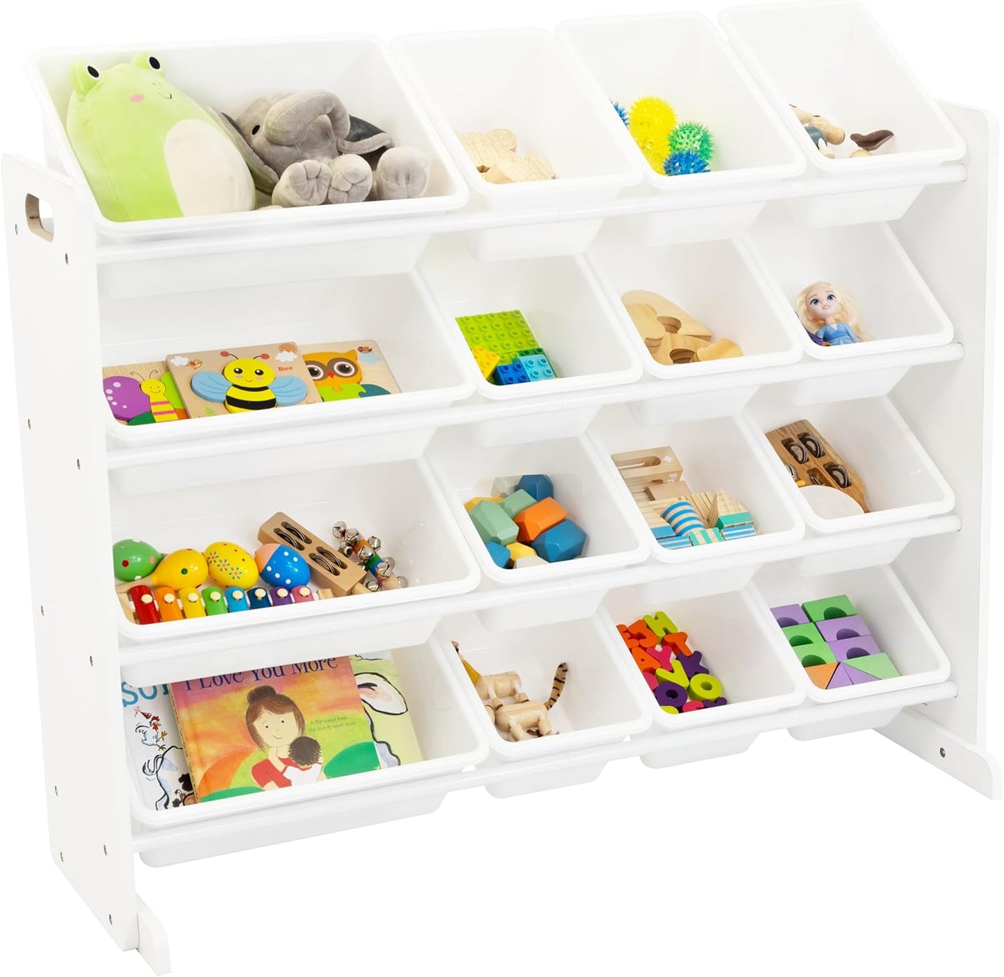 Humble Crew Supersized Toy Storage Organizer with 16 Removable Bins, White/Blue/Pink/Purple – Large Toy Storage for Toddlers Ideal for Kids' Rooms, Playrooms, and Nurseries - Modern Toy Bins for Kids