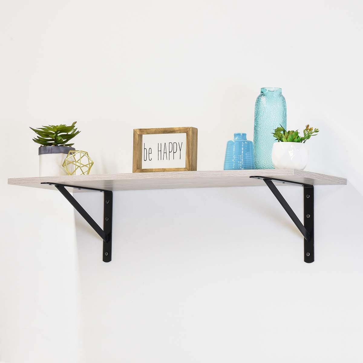 Amazon Basics 10 Pack L20 x H 13" Black Heavy Duty Shelf Brackets with Screws, Metal Shelf Brackets, Strong Steel