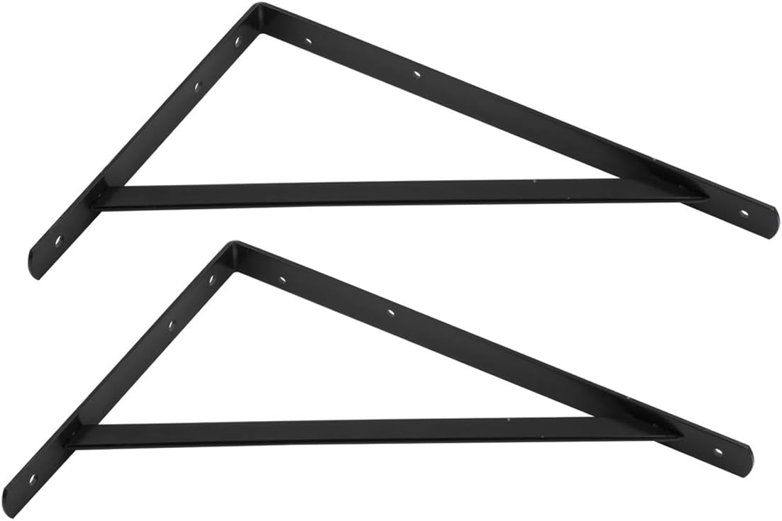 Amazon Basics 10 Pack L20 x H 13" Black Heavy Duty Shelf Brackets with Screws, Metal Shelf Brackets, Strong Steel