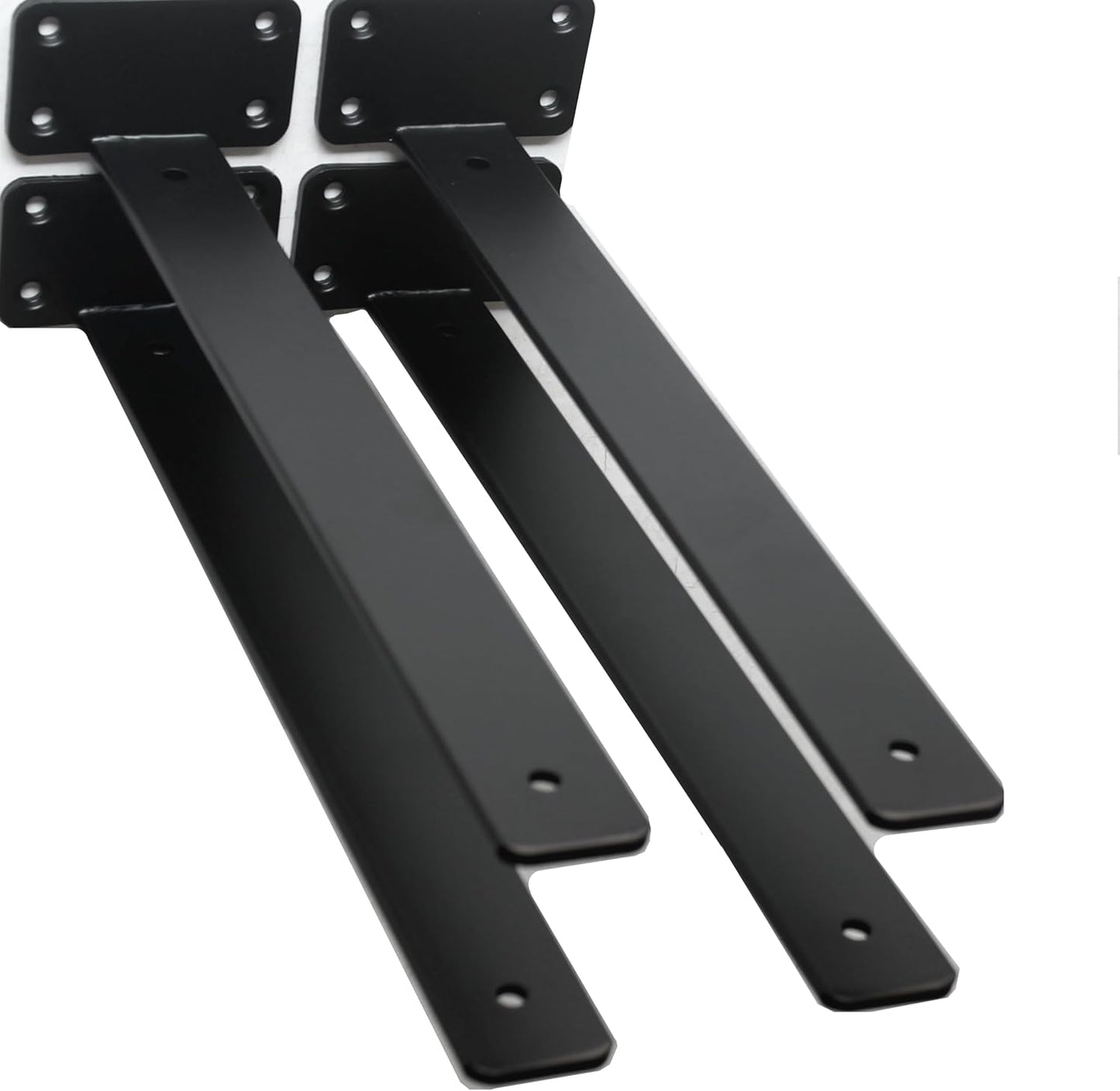 12 Pack - 12 inch Black Hidden L Shelf Bracket (1/5 Inch Thicked) Iron Floating Shelf Brackets Rustic Industrial Metal Brackets for Shelf Support