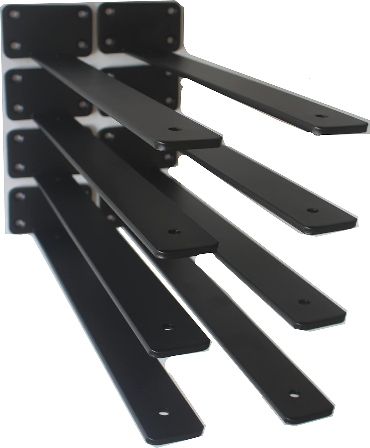 12 Pack - 10 inch Black Hidden L Shelf Bracket (1/5 Inch Thicked) Iron Floating Shelf Brackets Rustic Industrial Metal Brackets for Shelf Support