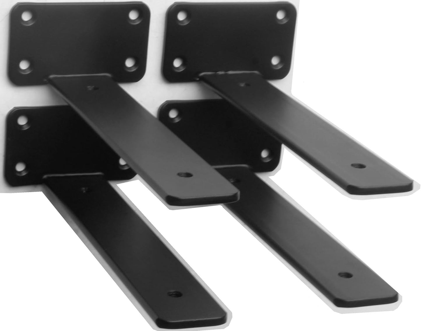 12 Pack - 10 inch Black Hidden L Shelf Bracket (1/5 Inch Thicked) Iron Floating Shelf Brackets Rustic Industrial Metal Brackets for Shelf Support