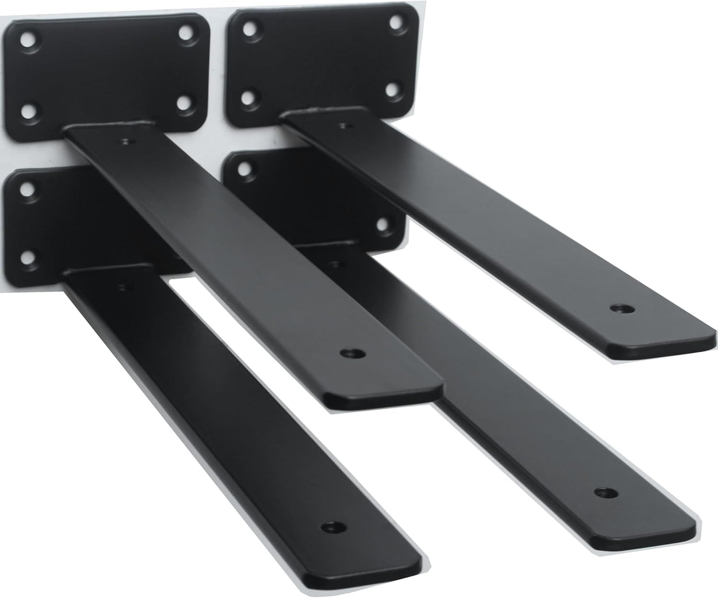 12 Pack - 12 inch Black Hidden L Shelf Bracket (1/5 Inch Thicked) Iron Floating Shelf Brackets Rustic Industrial Metal Brackets for Shelf Support