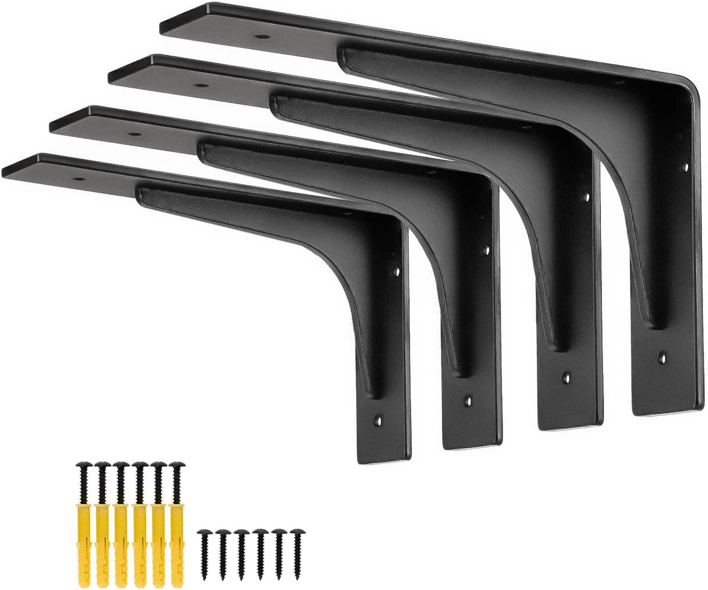 10"x 6"Shelf Bracket ,L Shelf Brackets,max Load 300lbs, Premium Alloy Metal Heavy Duty Shelf Bracket, high Strength Mounting Hardware Included, countertop Support,Corner Brace,Pack of 4.