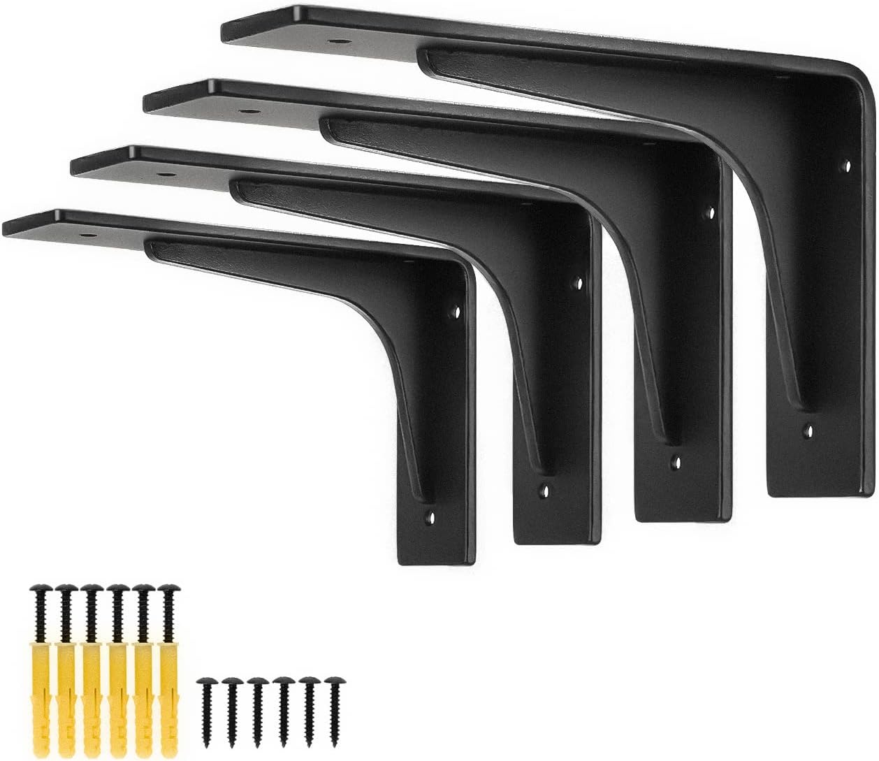 10"x 6"Shelf Bracket ,L Shelf Brackets,max Load 300lbs, Premium Alloy Metal Heavy Duty Shelf Bracket, high Strength Mounting Hardware Included, countertop Support,Corner Brace,Pack of 4.