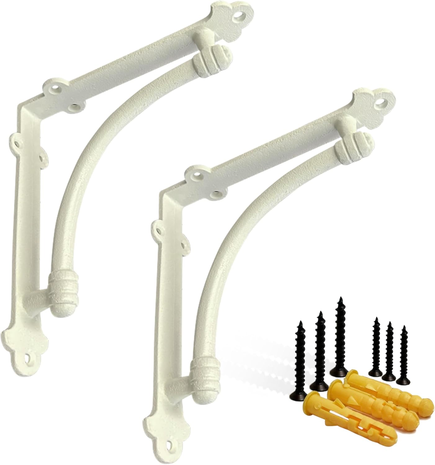 NACH Decorative Shelf Brackets, 4 Pack of 5.5 x 1.2 x 5.5 inch Gold Brackets - Cast Iron Shelf Brackets for Mounting - Half Round Style Decorative Brackets