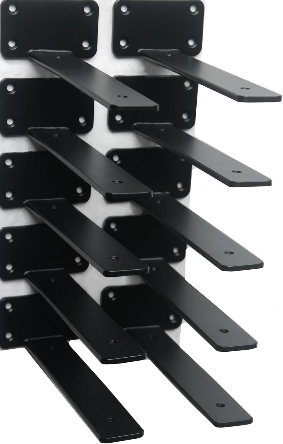 12 Pack - 10 inch Black Hidden L Shelf Bracket (1/5 Inch Thicked) Iron Floating Shelf Brackets Rustic Industrial Metal Brackets for Shelf Support