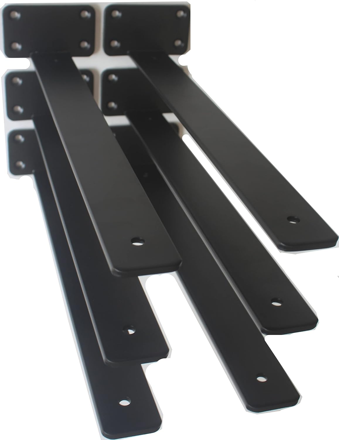 12 Pack - 10 inch Black Hidden L Shelf Bracket (1/5 Inch Thicked) Iron Floating Shelf Brackets Rustic Industrial Metal Brackets for Shelf Support