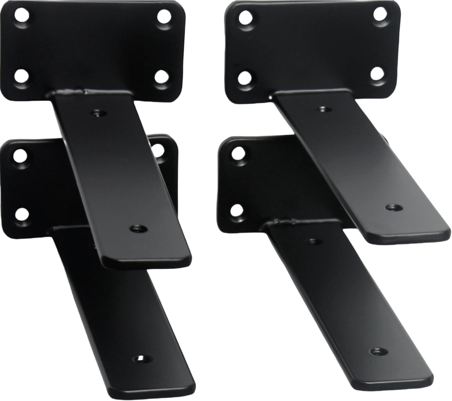 12 Pack - 12 inch Black Hidden L Shelf Bracket (1/5 Inch Thicked) Iron Floating Shelf Brackets Rustic Industrial Metal Brackets for Shelf Support