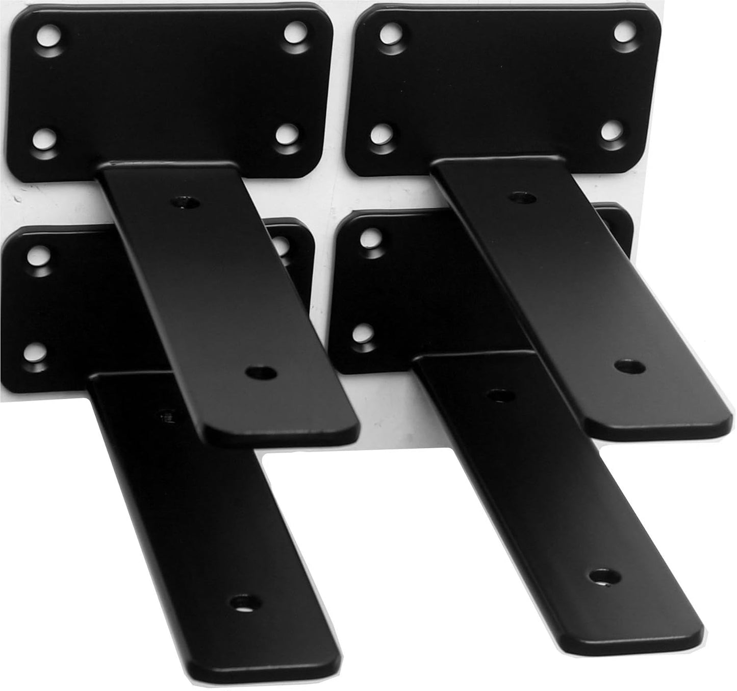12 Pack - 10 inch Black Hidden L Shelf Bracket (1/5 Inch Thicked) Iron Floating Shelf Brackets Rustic Industrial Metal Brackets for Shelf Support