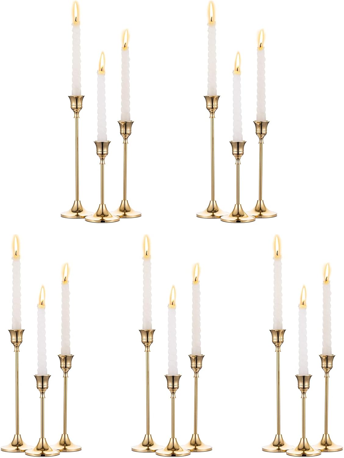 Nuptio Black Candle Holder Candlestick Holders Candle Sticks Holder Tapered Candle Holder Gothic Taper Candle Holders for Halloween Christmas Party Mantel Dinner Home Decoration 2 Sets(6 Pcs)