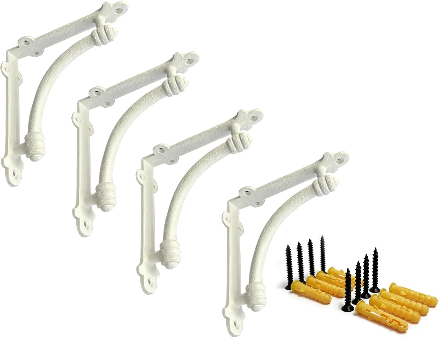 NACH Decorative Shelf Brackets, 4 Pack of 5.5 x 1.2 x 5.5 inch Gold Brackets - Cast Iron Shelf Brackets for Mounting - Half Round Style Decorative Brackets