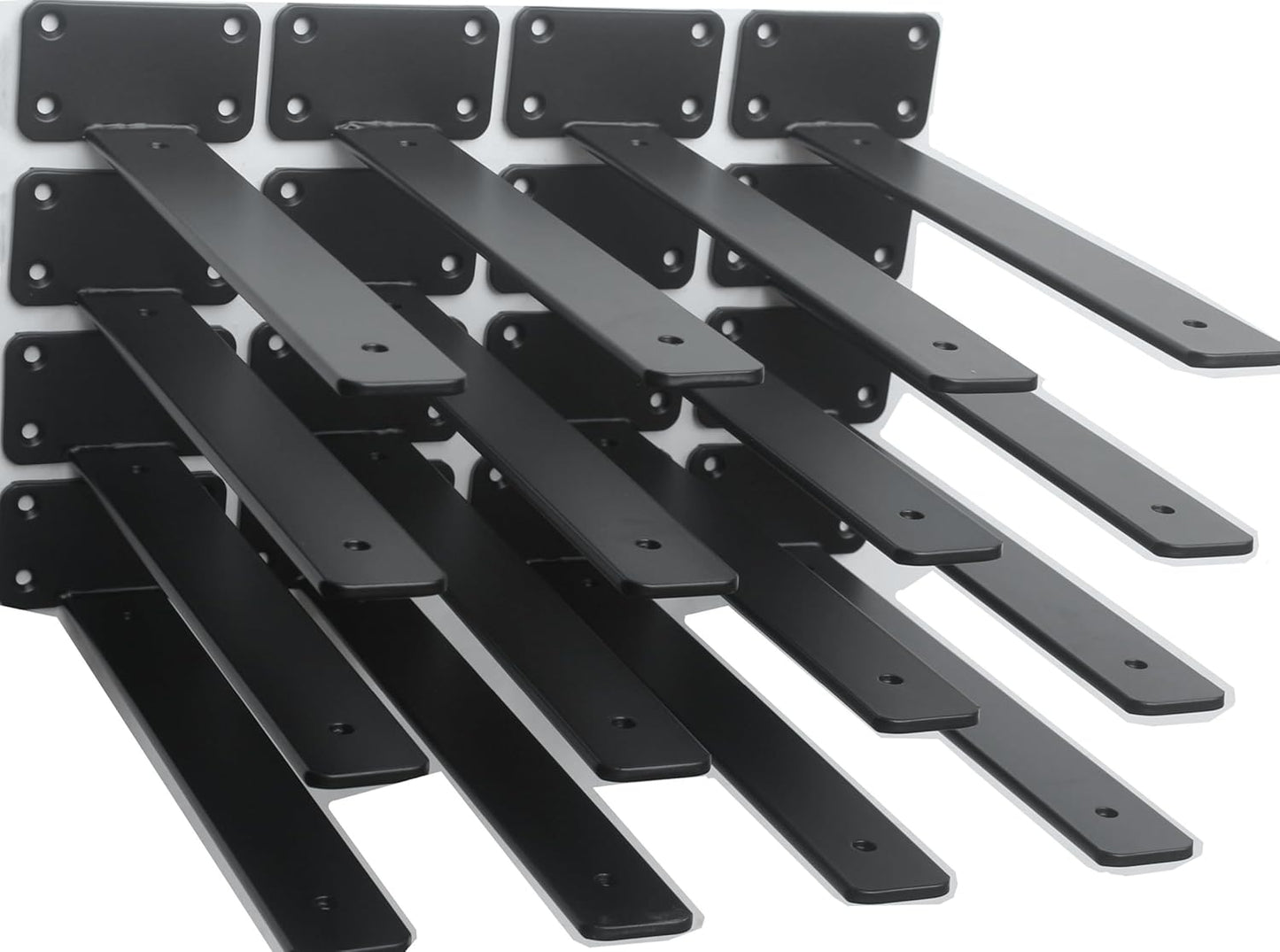 12 Pack - 12 inch Black Hidden L Shelf Bracket (1/5 Inch Thicked) Iron Floating Shelf Brackets Rustic Industrial Metal Brackets for Shelf Support