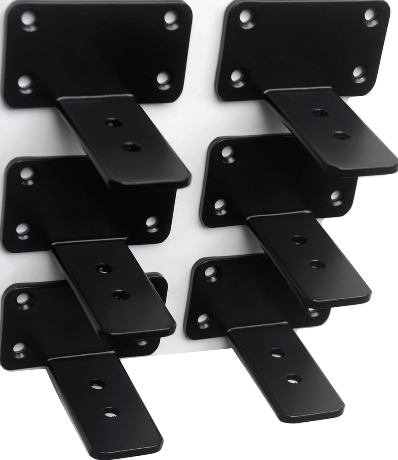 12 Pack - 12 inch Black Hidden L Shelf Bracket (1/5 Inch Thicked) Iron Floating Shelf Brackets Rustic Industrial Metal Brackets for Shelf Support