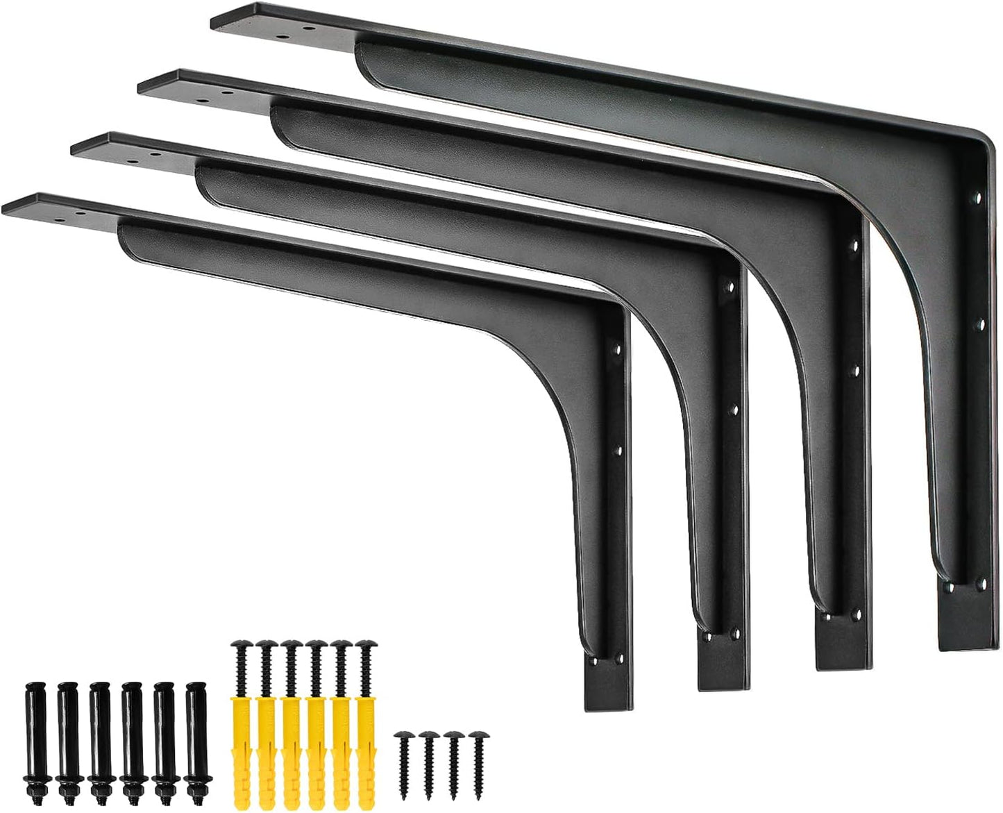 10"x 6"Shelf Bracket ,L Shelf Brackets,max Load 300lbs, Premium Alloy Metal Heavy Duty Shelf Bracket, high Strength Mounting Hardware Included, countertop Support,Corner Brace,Pack of 4.