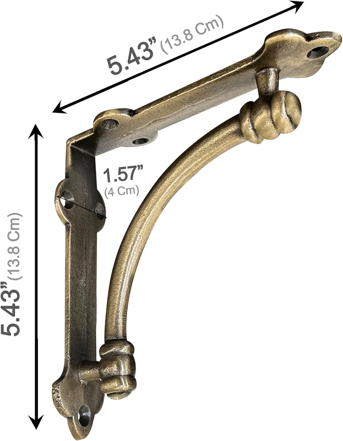 NACH Decorative Shelf Brackets, 4 Pack of 5.5 x 1.2 x 5.5 inch Gold Brackets - Cast Iron Shelf Brackets for Mounting - Half Round Style Decorative Brackets