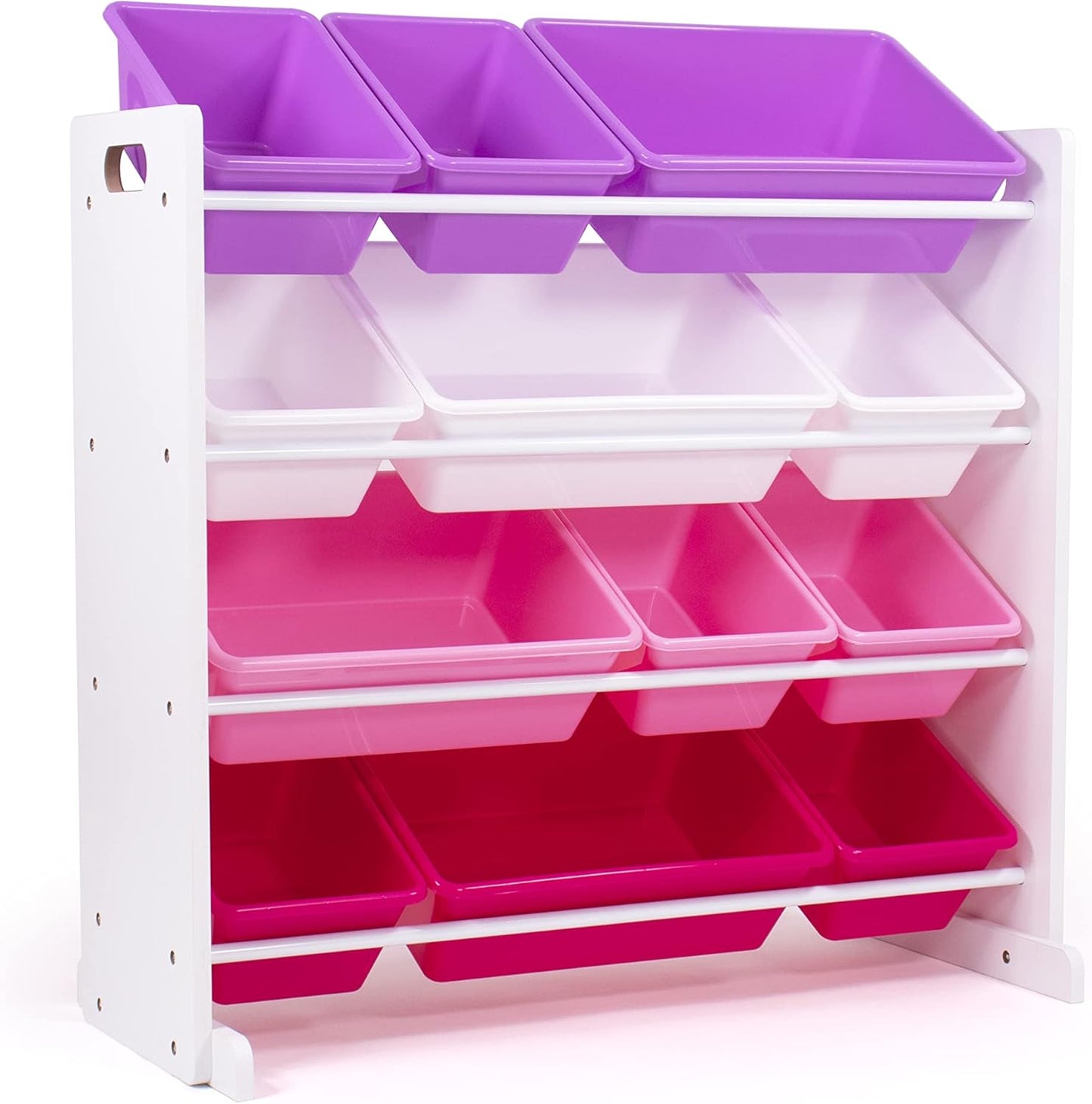 Humble Crew Kids Toy Storage Organizer with 12 Plastic Bins, Natural Wood/White – Removable Bins for Playroom, Bedroom, Toddler Furniture for Boys and Girls Ages