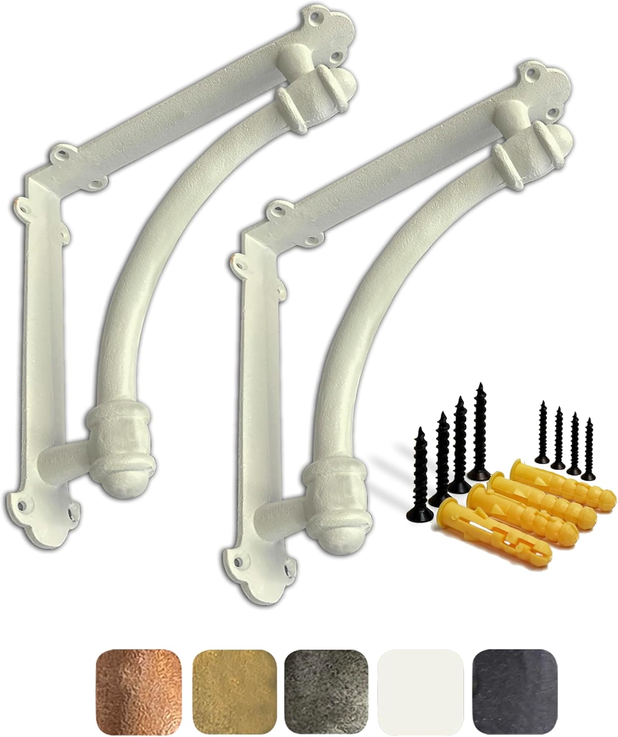 NACH Decorative Shelf Brackets, 4 Pack of 5.5 x 1.2 x 5.5 inch Gold Brackets - Cast Iron Shelf Brackets for Mounting - Half Round Style Decorative Brackets