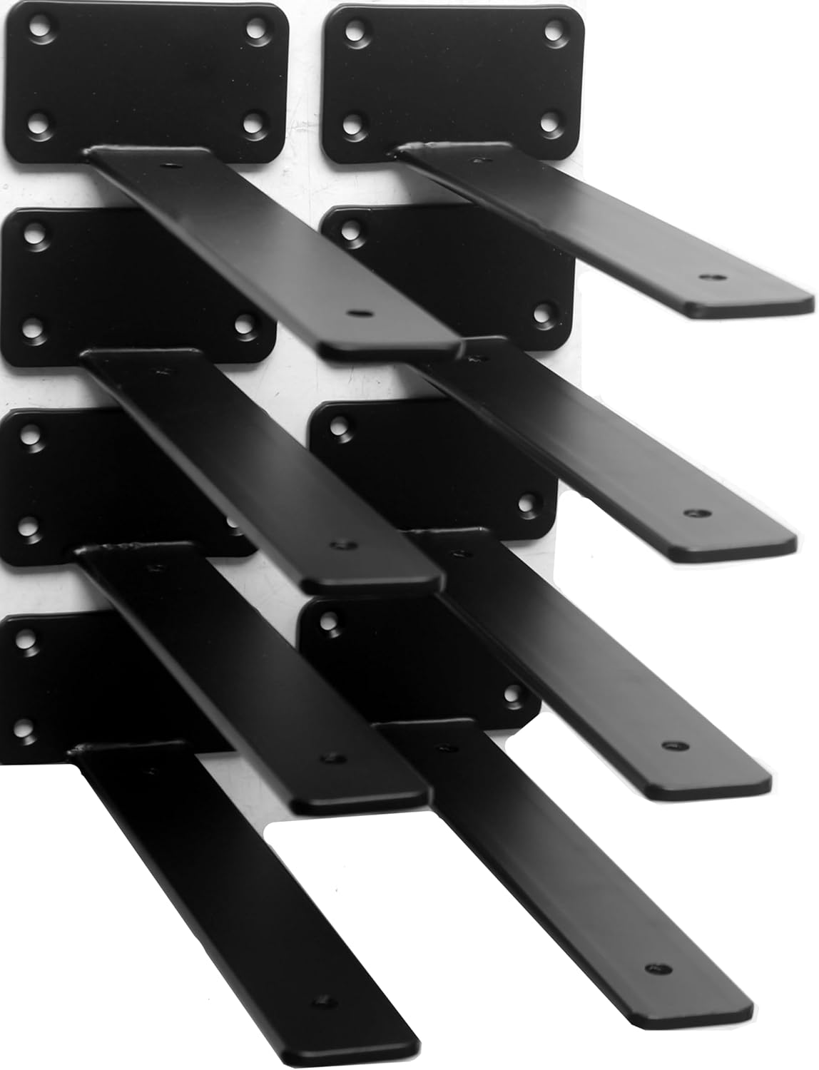 12 Pack - 10 inch Black Hidden L Shelf Bracket (1/5 Inch Thicked) Iron Floating Shelf Brackets Rustic Industrial Metal Brackets for Shelf Support