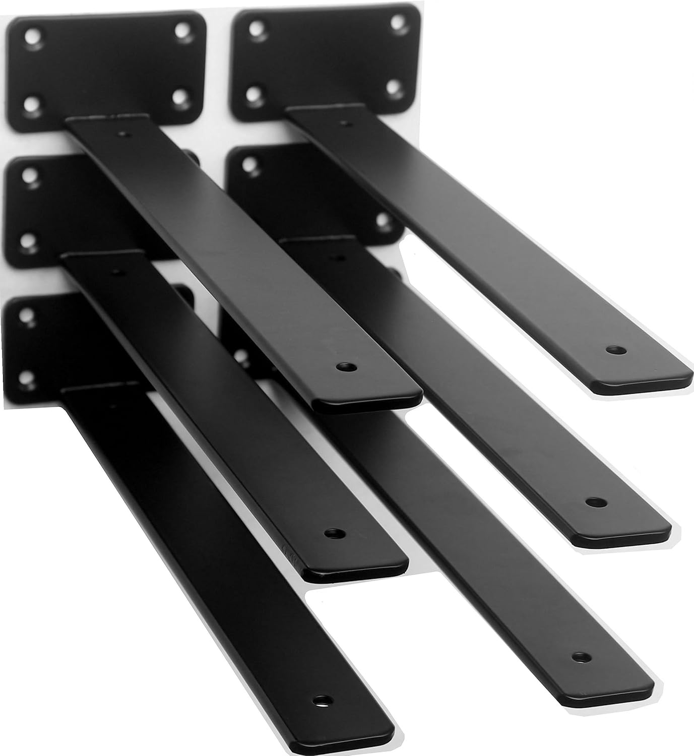 12 Pack - 10 inch Black Hidden L Shelf Bracket (1/5 Inch Thicked) Iron Floating Shelf Brackets Rustic Industrial Metal Brackets for Shelf Support