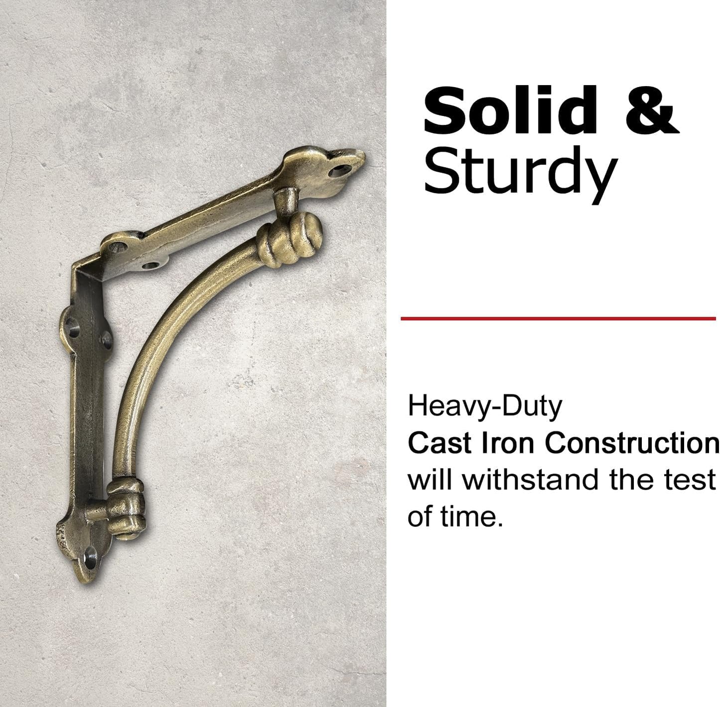 NACH Decorative Shelf Brackets, 4 Pack of 5.5 x 1.2 x 5.5 inch Gold Brackets - Cast Iron Shelf Brackets for Mounting - Half Round Style Decorative Brackets