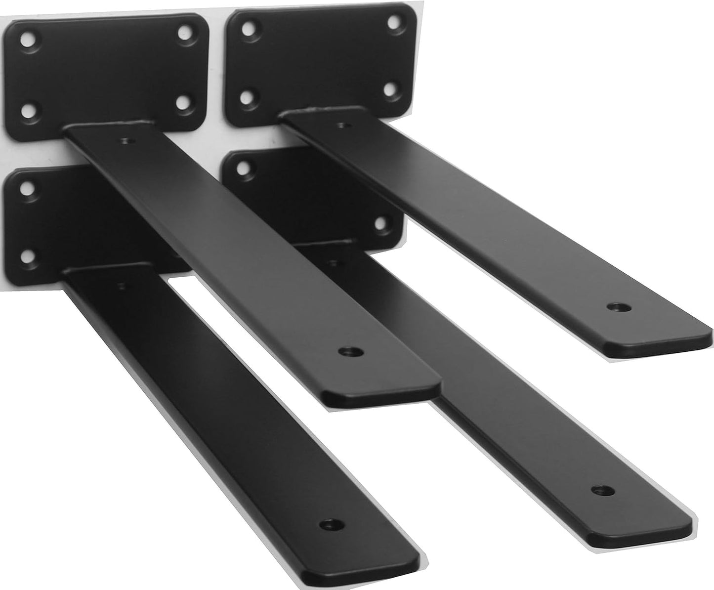 12 Pack - 12 inch Black Hidden L Shelf Bracket (1/5 Inch Thicked) Iron Floating Shelf Brackets Rustic Industrial Metal Brackets for Shelf Support