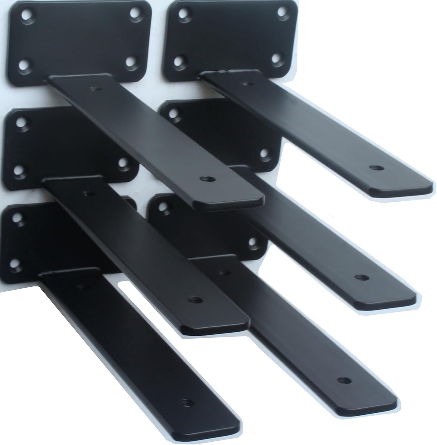 12 Pack - 12 inch Black Hidden L Shelf Bracket (1/5 Inch Thicked) Iron Floating Shelf Brackets Rustic Industrial Metal Brackets for Shelf Support