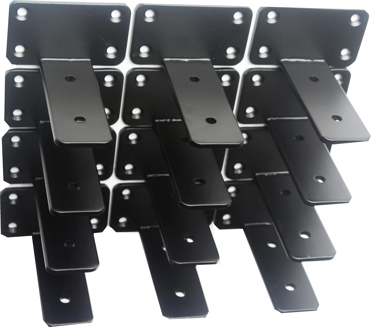 12 Pack - 10 inch Black Hidden L Shelf Bracket (1/5 Inch Thicked) Iron Floating Shelf Brackets Rustic Industrial Metal Brackets for Shelf Support