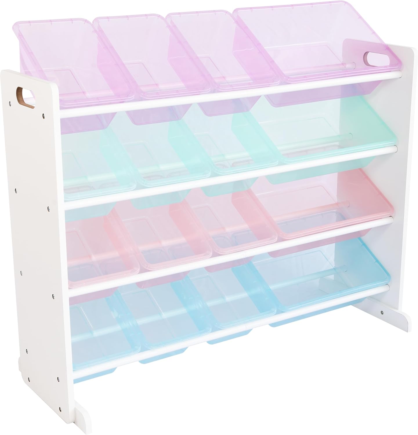 Humble Crew Supersized Toy Storage Organizer with 16 Removable Bins, White/Blue/Pink/Purple – Large Toy Storage for Toddlers Ideal for Kids' Rooms, Playrooms, and Nurseries - Modern Toy Bins for Kids