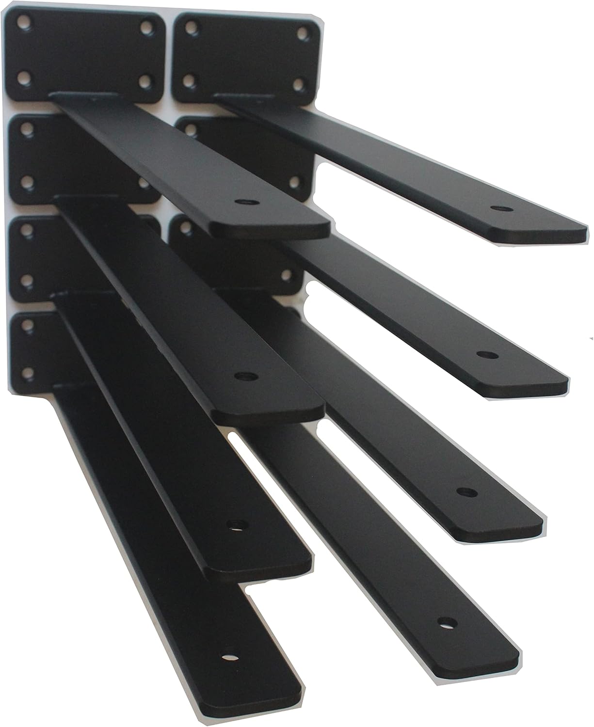 12 Pack - 12 inch Black Hidden L Shelf Bracket (1/5 Inch Thicked) Iron Floating Shelf Brackets Rustic Industrial Metal Brackets for Shelf Support