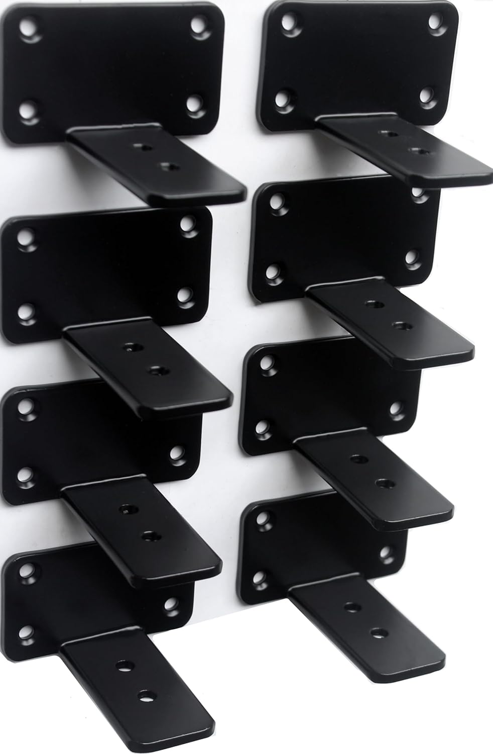 12 Pack - 10 inch Black Hidden L Shelf Bracket (1/5 Inch Thicked) Iron Floating Shelf Brackets Rustic Industrial Metal Brackets for Shelf Support