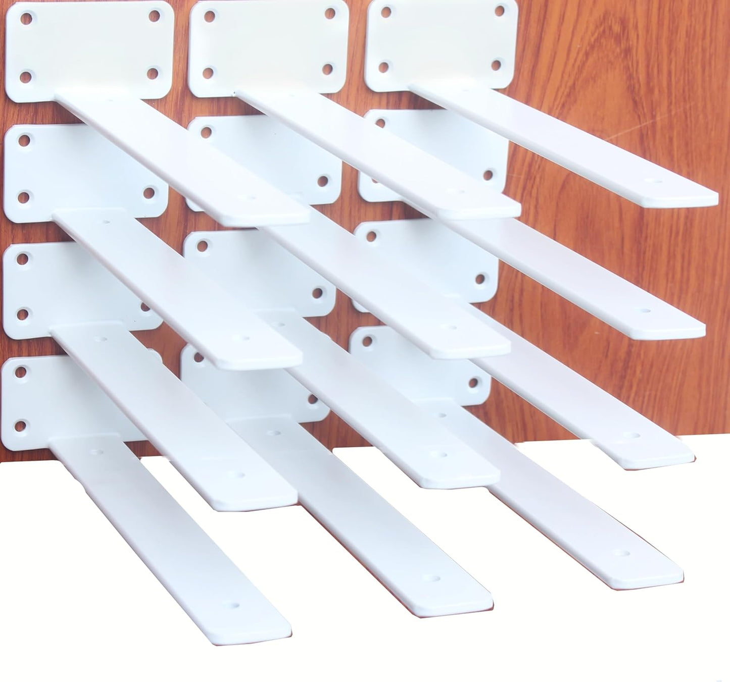 12 Pack - 10 inch Black Hidden L Shelf Bracket (1/5 Inch Thicked) Iron Floating Shelf Brackets Rustic Industrial Metal Brackets for Shelf Support