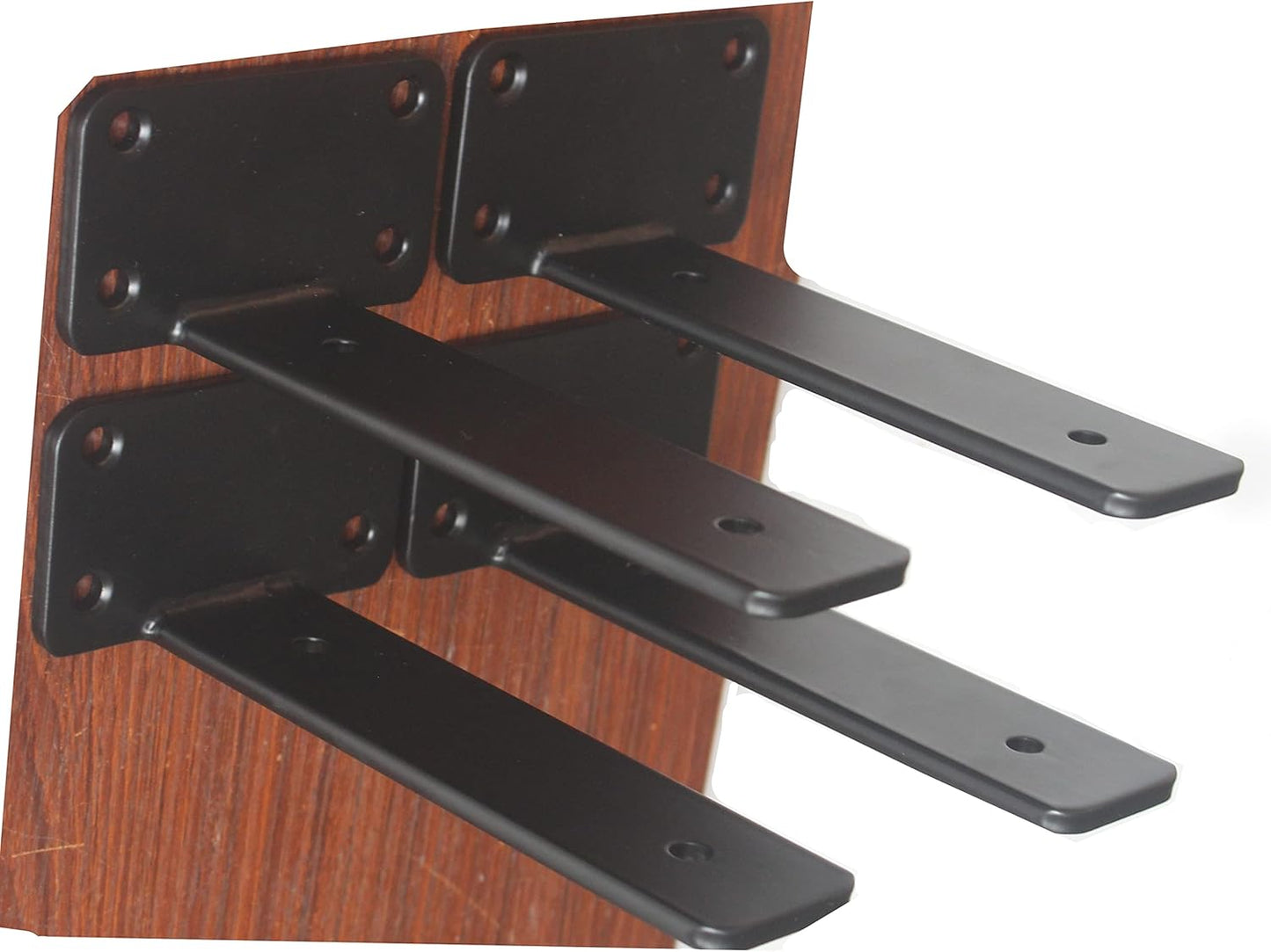 12 Pack - 10 inch Black Hidden L Shelf Bracket (1/5 Inch Thicked) Iron Floating Shelf Brackets Rustic Industrial Metal Brackets for Shelf Support